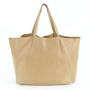 Celine Horizontal Cabas Leather Shoulder Bag Beige Tan RNE